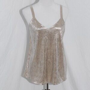 Maurices Womens Small Tank Top Dressy Gold Silver Shiny Shirt Party Clothes LNC